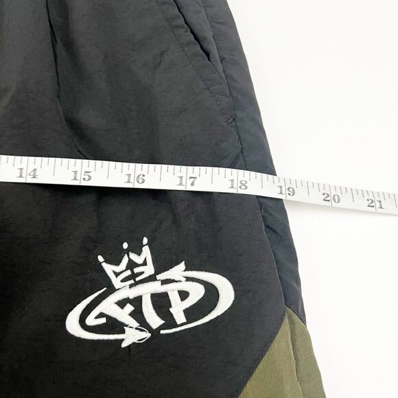 FTP Nation Track Pants Mens M Black Green Belted Nylon Joggers Y2K Streetwear - Picture 10 of 15